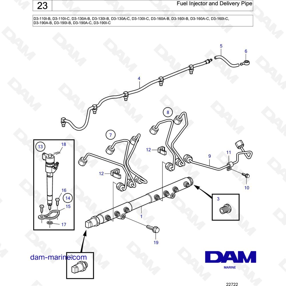 Spare Parts And Exploded Views For Volvo Penta D3-190A-C